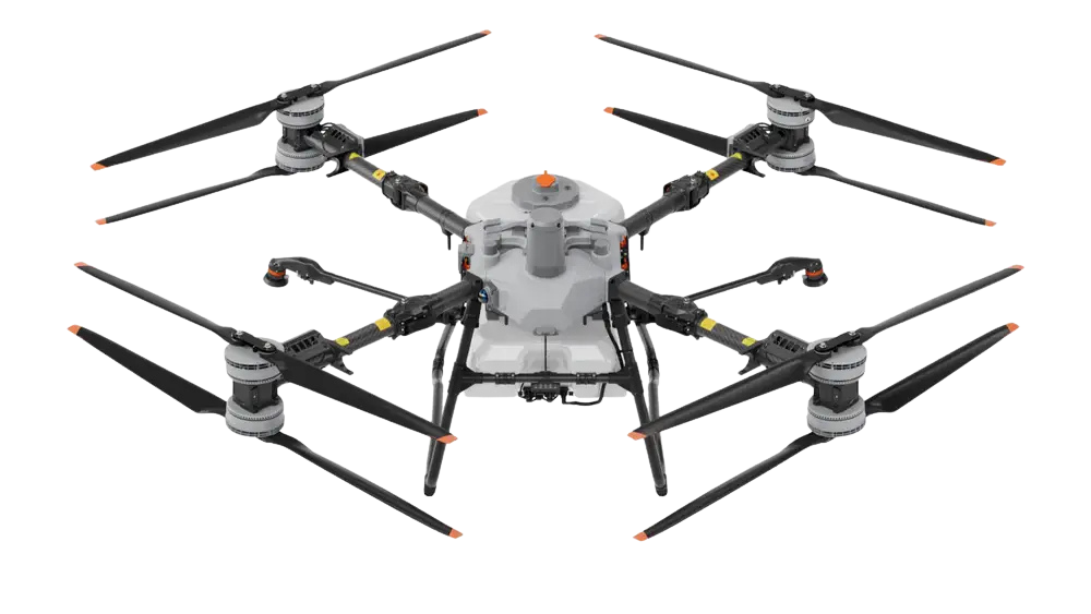 DJI Agras T100 agricultural spray drone used for precision crop spraying and seeding, showcasing advanced drone technology for farming. DJI Agras T100 agricultural spray drone used for precision crop spraying and seeding, showcasing advanced drone technology for farming.