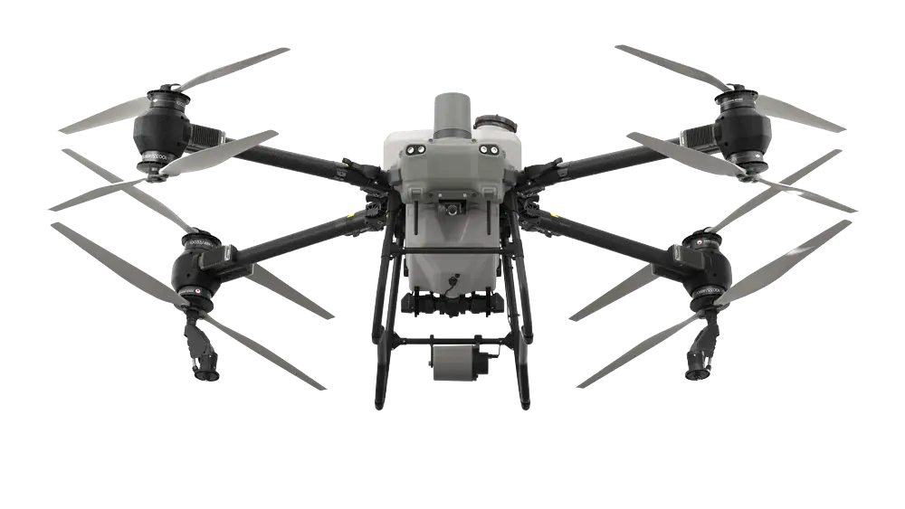 DJI Agras T50 agricultural spray drone used for precision crop spraying and seeding, showcasing advanced drone technology for farming. DJI Agras T50 agricultural spray drone used for precision crop spraying and seeding, showcasing advanced drone technology for farming.